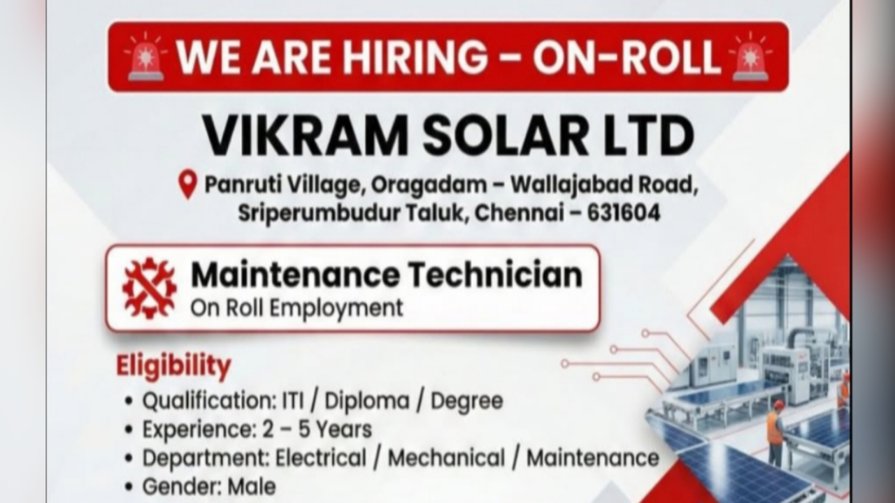 Vikram Solar Pvt Ltd Recruitment 2026